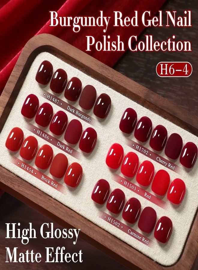 دابل ريذم مجموعة طلاء أظافر جل خالية من الهيم من دبل ريذم، 6 قطع، 0.50 أونصة، نفس اللون، نفس الزجاجة، طلاء أظافر جل طبيعي محايد قابل للإزالة، مجموعة طلاء أظافر جل حليبي طبيعي محايد، صالون تجميل الأظافر (أحمر كرزي لامع، عنابي - H6-4) - Image 4